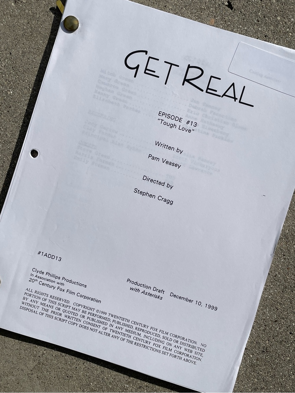 Get Real 90s TV Series Anne Hathaway Jesse Eisenberg Production Used Script 13